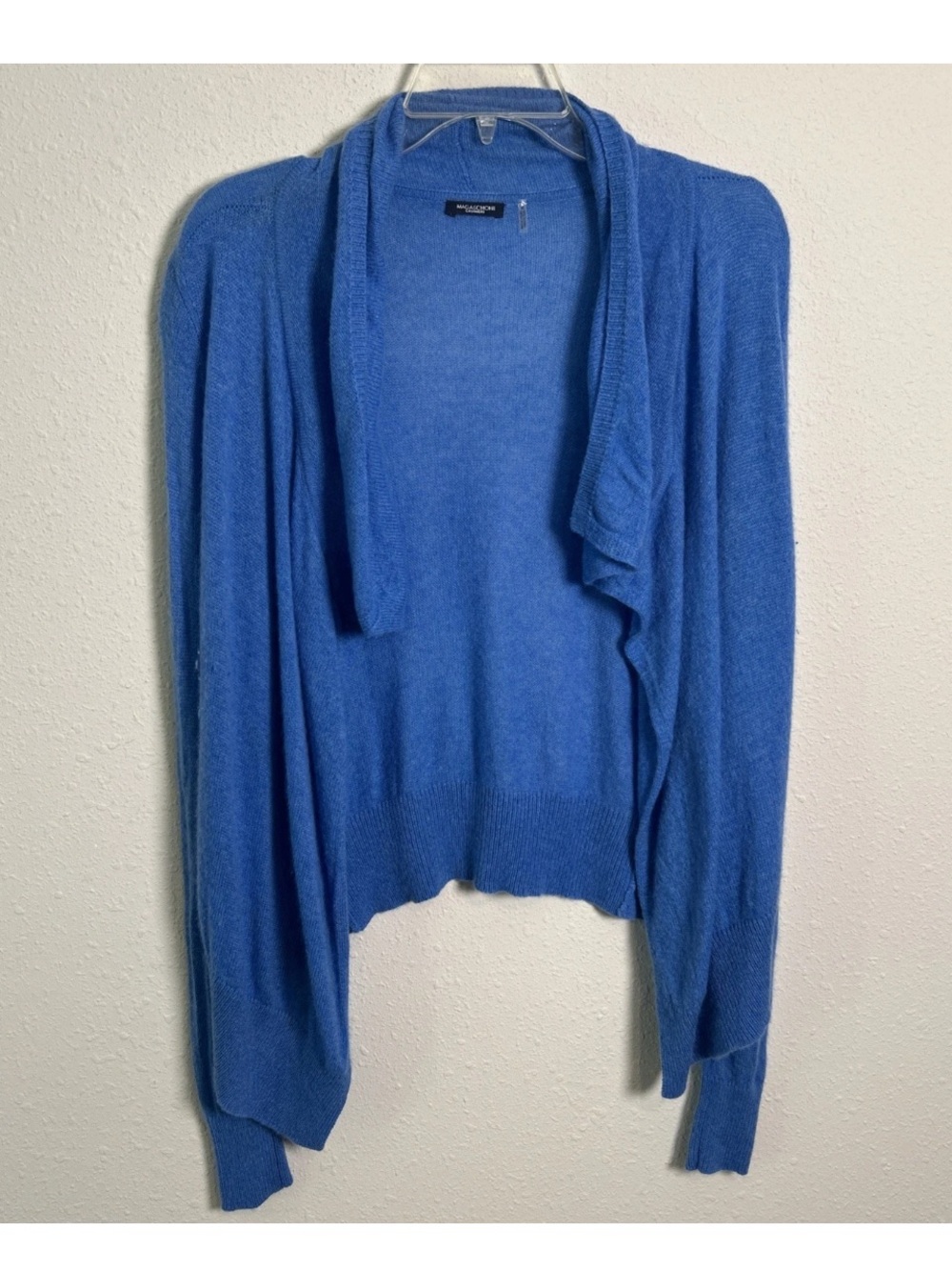 Magaschoni 100% Cashmere Light Blue Open Collared Cardigan Women’s Large
